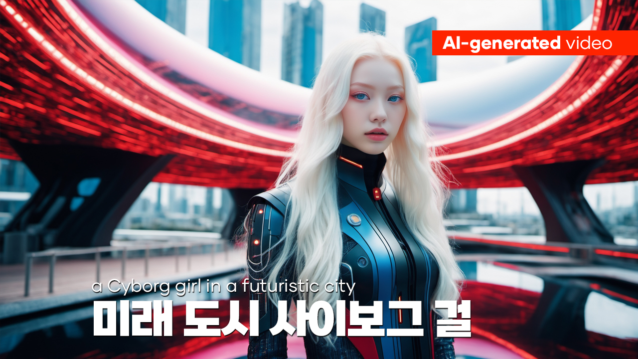사이보그 걸(a Cyborg girl in a futuristic city)